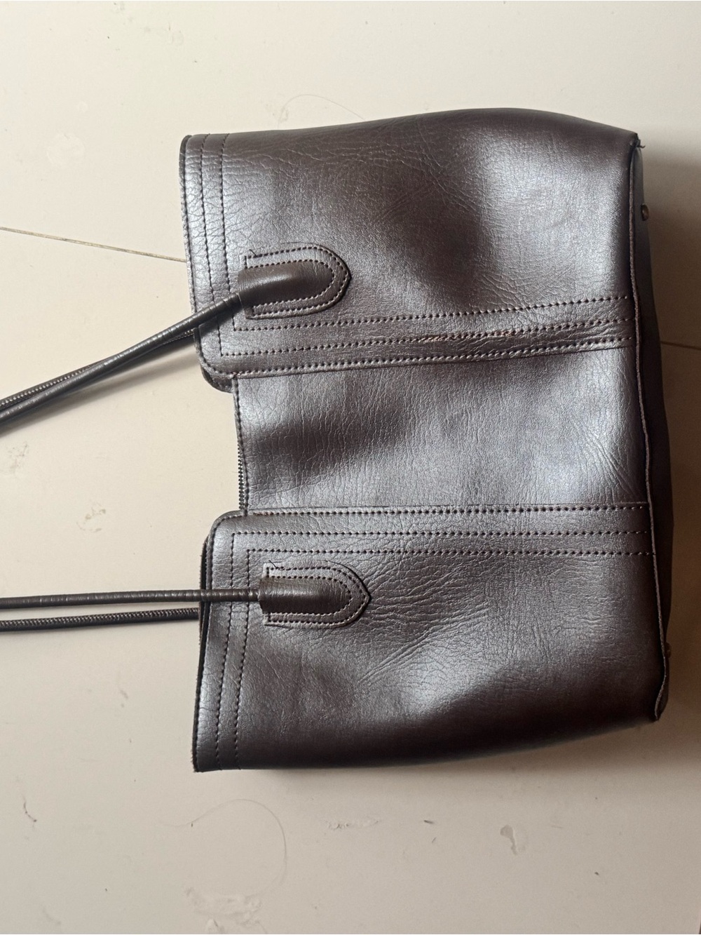 Men's Dark Brown Leather Shoulder Tote Bag